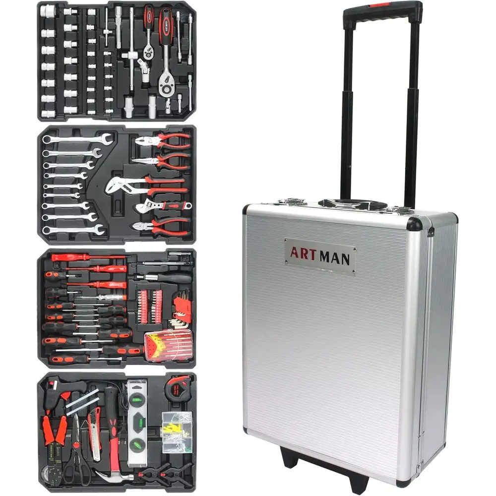 Rolling toolset case-899pcs Home Repair Tool Set Kit,Tool Trolley Case with Socket Wrench Hand Tool Set(4 Ders), General Househo
Rolling toolset case-899pcs Home Repair Tool Set Kit,Tool Trolley Case with Socket Wrench Hand Tool Set(4 Ders), General Househo