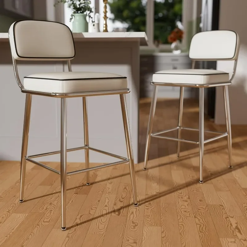 Counter Height Bar Stools Set of 2, Pu Leather Upholstered Barstools with Backs & Metal Legs, Bar Chair for Kitchen Island
Counter Height Bar Stools Set of 2, Pu Leather Upholstered Barstools with Backs & Metal Legs, Bar Chair for Kitchen Island