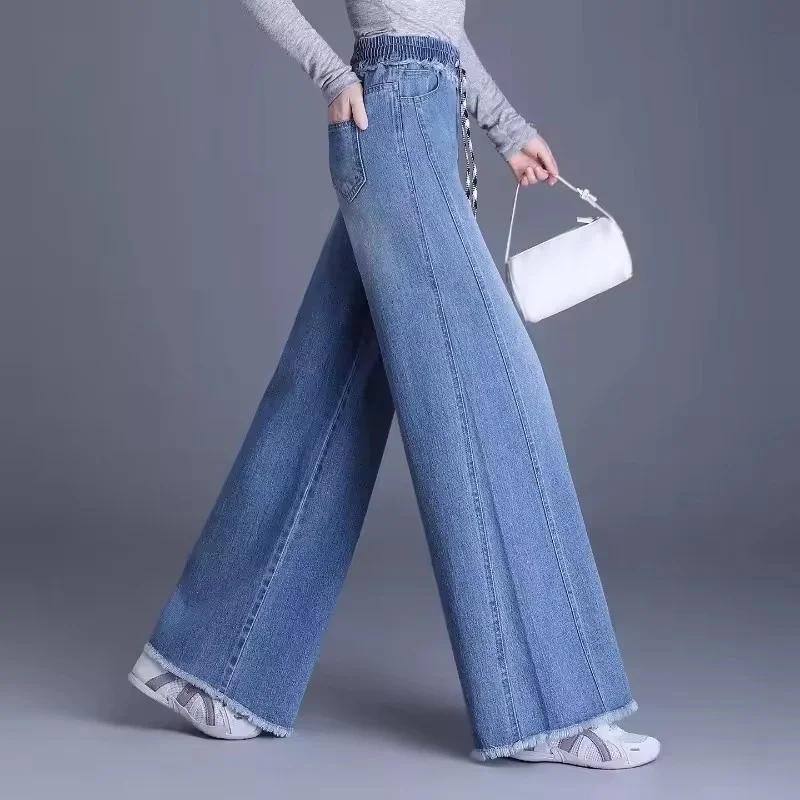 2026 spring/summer new Women's wide-leg jeans elastic waistband loose slimming faux edge, drawstring straight-leg casual pants
2026 spring/summer new Women's wide-leg jeans elastic waistband loose slimming faux edge, drawstring straight-leg casual pants