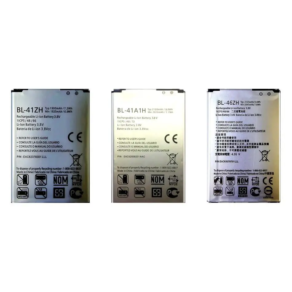 Долговечный аккумулятор мобильного телефона BL-41A1H BL-46ZH BL-41ZH 1900-2125 мАч для LG Leon Optimus 2 Tribute Vs810pp
Долговечный аккумулятор мобильного телефона BL-41A1H BL-46ZH BL-41ZH 1900-2125 мАч для LG Leon Optimus 2 Tribute Vs810pp