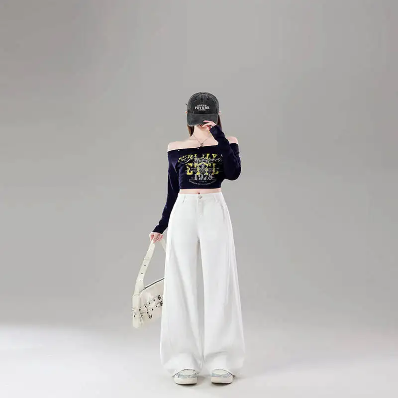 Elegant High Waist Wide Leg Jeans Women's Spring Autumn New Style American Design Slim Straight Floor-Length Knife
Elegant High Waist Wide Leg Jeans Women's Spring Autumn New Style American Design Slim Straight Floor-Length Knife