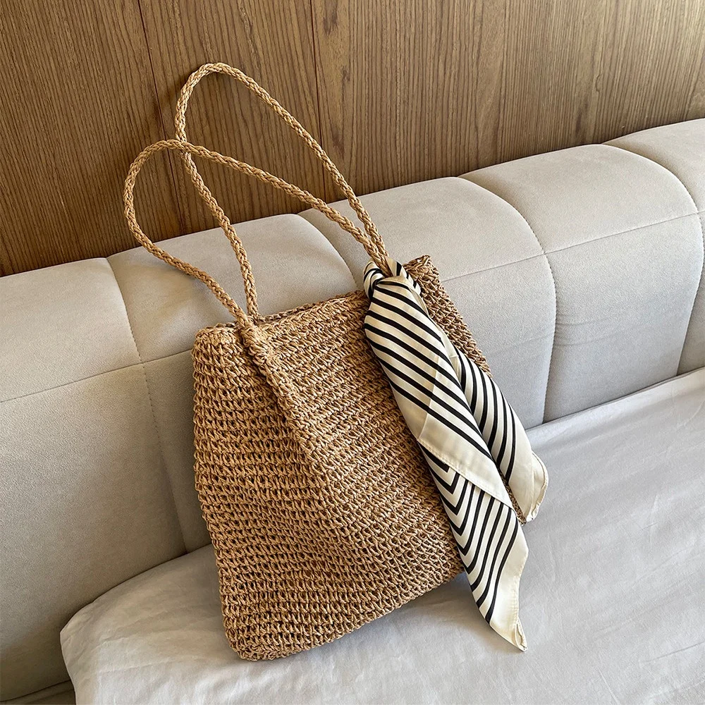 Korean Style Retro Simple Straw Weaving Tote Bag With Ribbon Women's Leisure Vacation Large Capacity Versatile Shoulder Bag
Korean Style Retro Simple Straw Weaving Tote Bag With Ribbon Women's Leisure Vacation Large Capacity Versatile Shoulder Bag