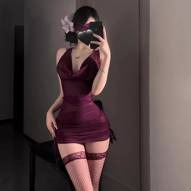 Sexy Lace Bellyband See-through Wrap Hip Skirt Temptation Women's Sleepwear Mesh Backless Seductive Adult Charm Pajamas Purple
Sexy Lace Bellyband See-through Wrap Hip Skirt Temptation Women's Sleepwear Mesh Backless Seductive Adult Charm Pajamas Purple