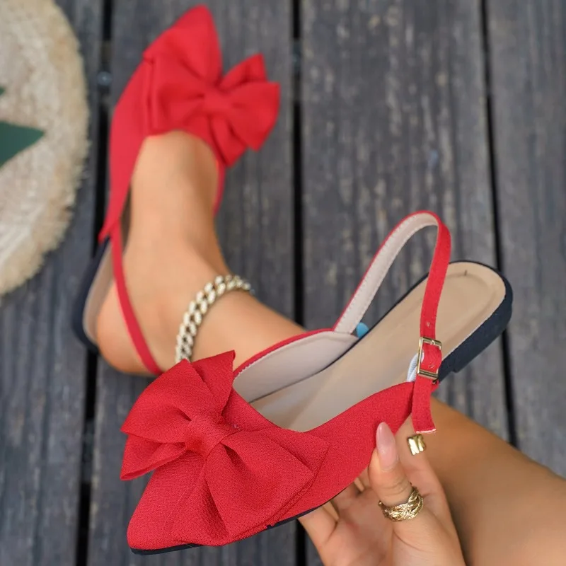 Women Fashionable Comfortable Flat Sandals Bow Tie Decor Closed Toe Pointed Toe Female Shoes Trendy Slingback Casual Sandals
Women Fashionable Comfortable Flat Sandals Bow Tie Decor Closed Toe Pointed Toe Female Shoes Trendy Slingback Casual Sandals