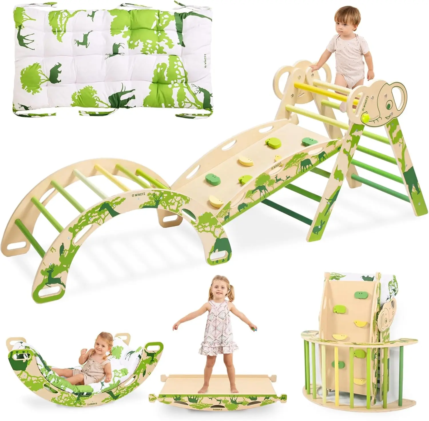 Foldable 8-in-1 Baby Climbing Set with Cushion, Arch, Ramp & Ladder - Montessori Indoor Gym for Toddlers 1-3 Years (Green)
Foldable 8-in-1 Baby Climbing Set with Cushion, Arch, Ramp & Ladder - Montessori Indoor Gym for Toddlers 1-3 Years (Green)
