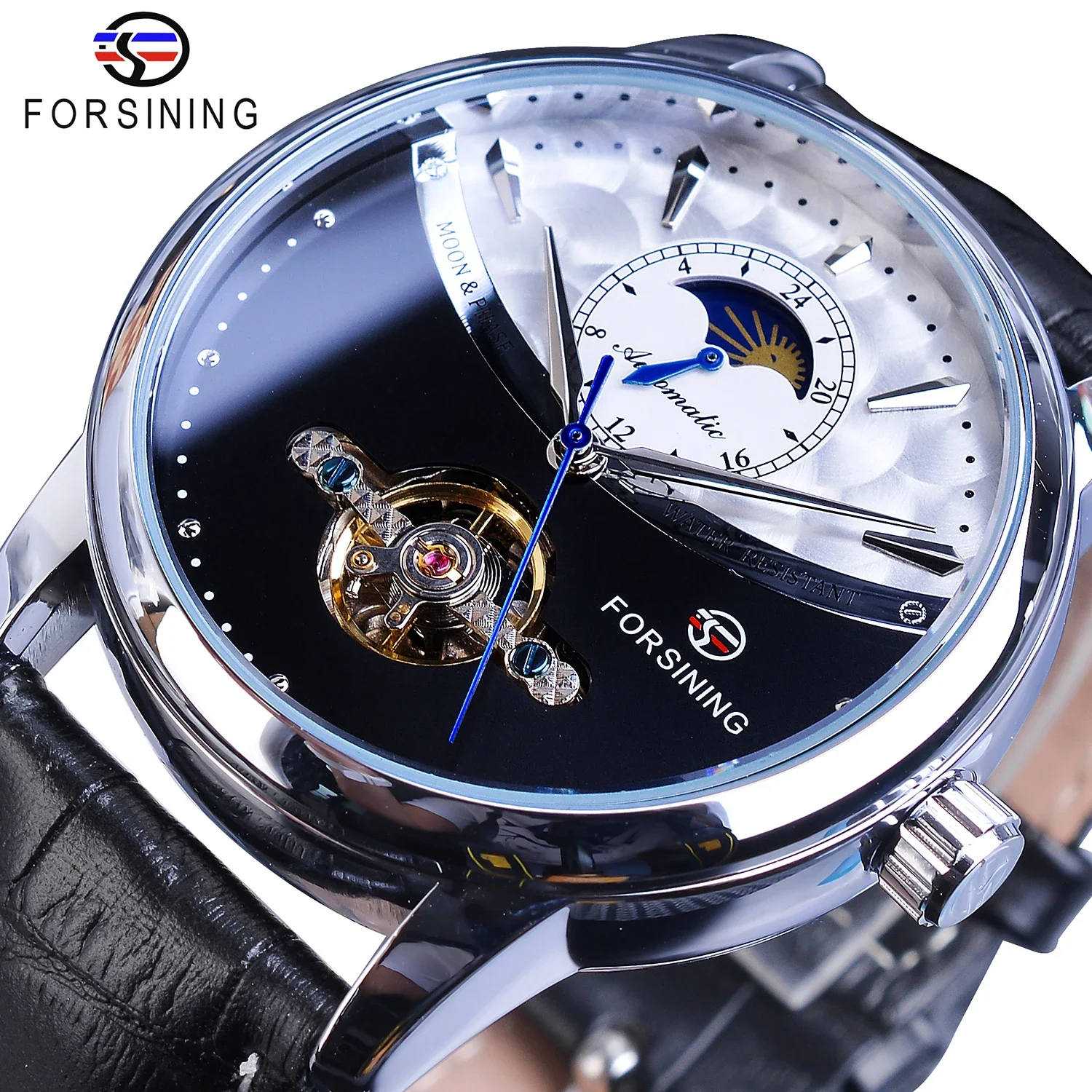 Forsining Man Watch Relogio Automatic Mechanical Black White Moon Phase Business Skeleton Tourbillon Leather Band Masculino 2019
Forsining Man Watch Relogio Automatic Mechanical Black White Moon Phase Business Skeleton Tourbillon Leather Band Masculino 2019