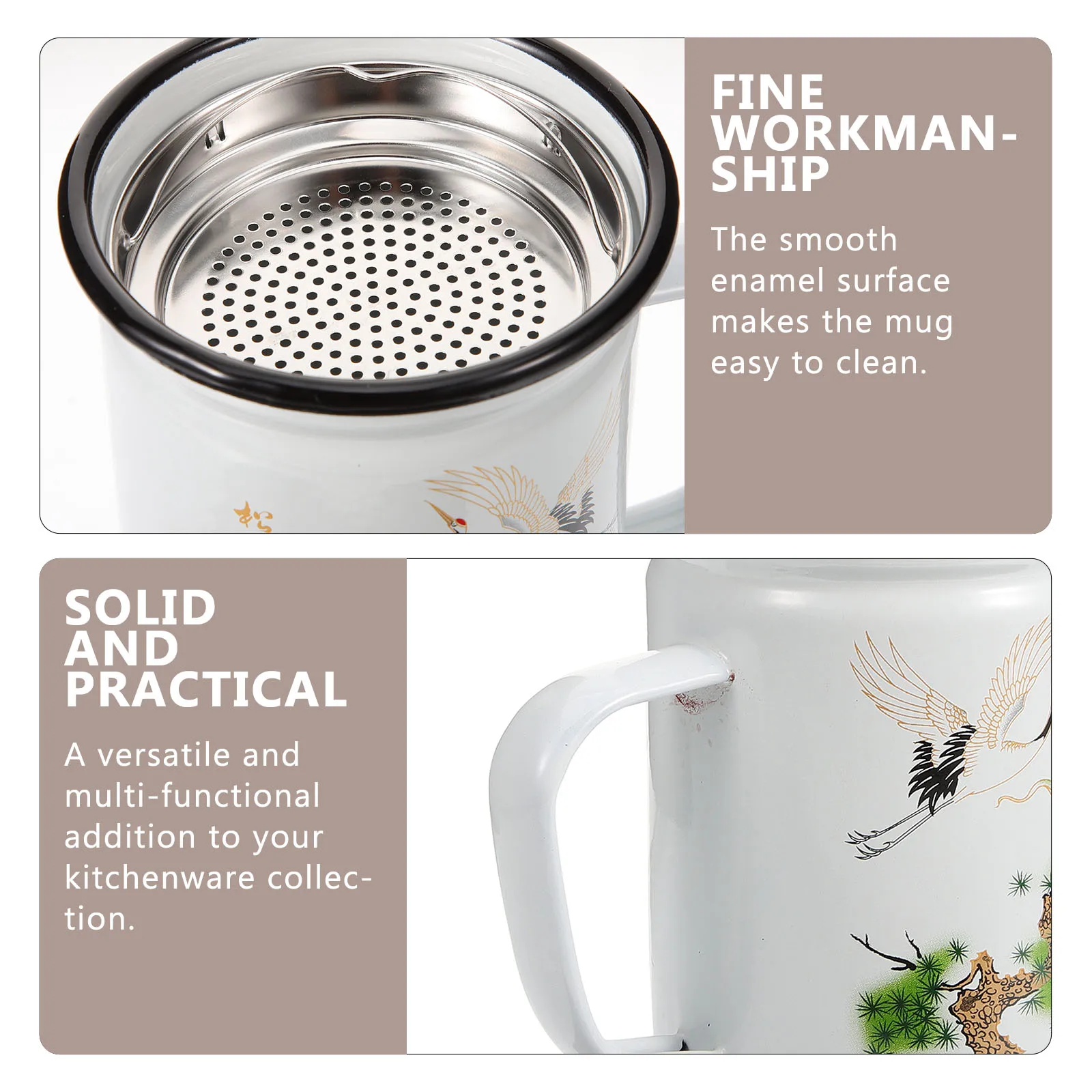 Tea Mug With Strainer Vintage Household Enamel Cup Crane Pattern Retro Drinking Cup For Home Office Coffee Shop Use
Tea Mug With Strainer Vintage Household Enamel Cup Crane Pattern Retro Drinking Cup For Home Office Coffee Shop Use