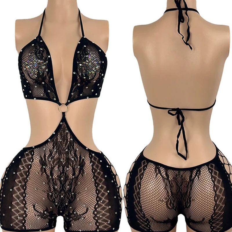 Black Sexy Jumpsuit Women Clothes One Piece Stripper Outfits Big Hollow Diamonds Mesh Exotic Dance Wear Night Club Playsuit
Black Sexy Jumpsuit Women Clothes One Piece Stripper Outfits Big Hollow Diamonds Mesh Exotic Dance Wear Night Club Playsuit