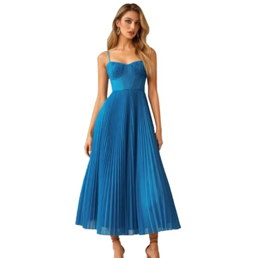Womens Pleated A-Line Ruched Sleeveless Prom Dress Adjustable Spaghetti Strap Backless Party Gown Dress
Womens Pleated A-Line Ruched Sleeveless Prom Dress Adjustable Spaghetti Strap Backless Party Gown Dress