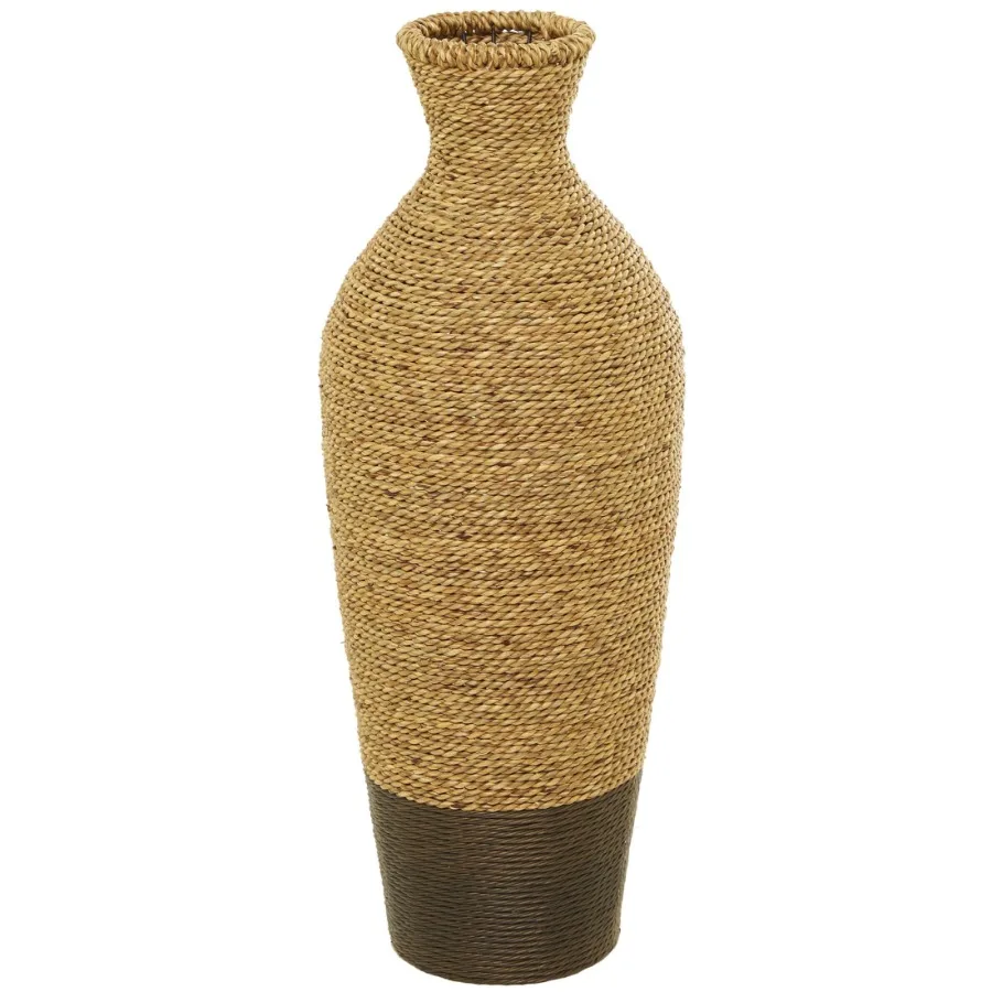 Seagrass Bohemian Weave Patterned Urn Shaped Decorative Vase 10"W x 28"H with Light Natural Brown and Dark Brown Finishes
Seagrass Bohemian Weave Patterned Urn Shaped Decorative Vase 10"W x 28"H with Light Natural Brown and Dark Brown Finishes