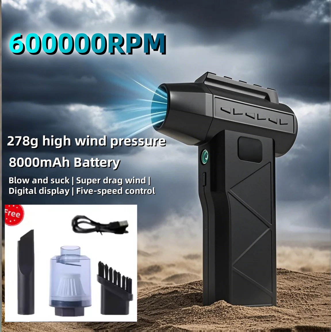 600000RPM Powerful Air Blower for PC Super Jet Fan Blower 5-gear Adjustable Mini Fan with Digital Display Vacuum Cleaner for Car
600000RPM Powerful Air Blower for PC Super Jet Fan Blower 5-gear Adjustable Mini Fan with Digital Display Vacuum Cleaner for Car