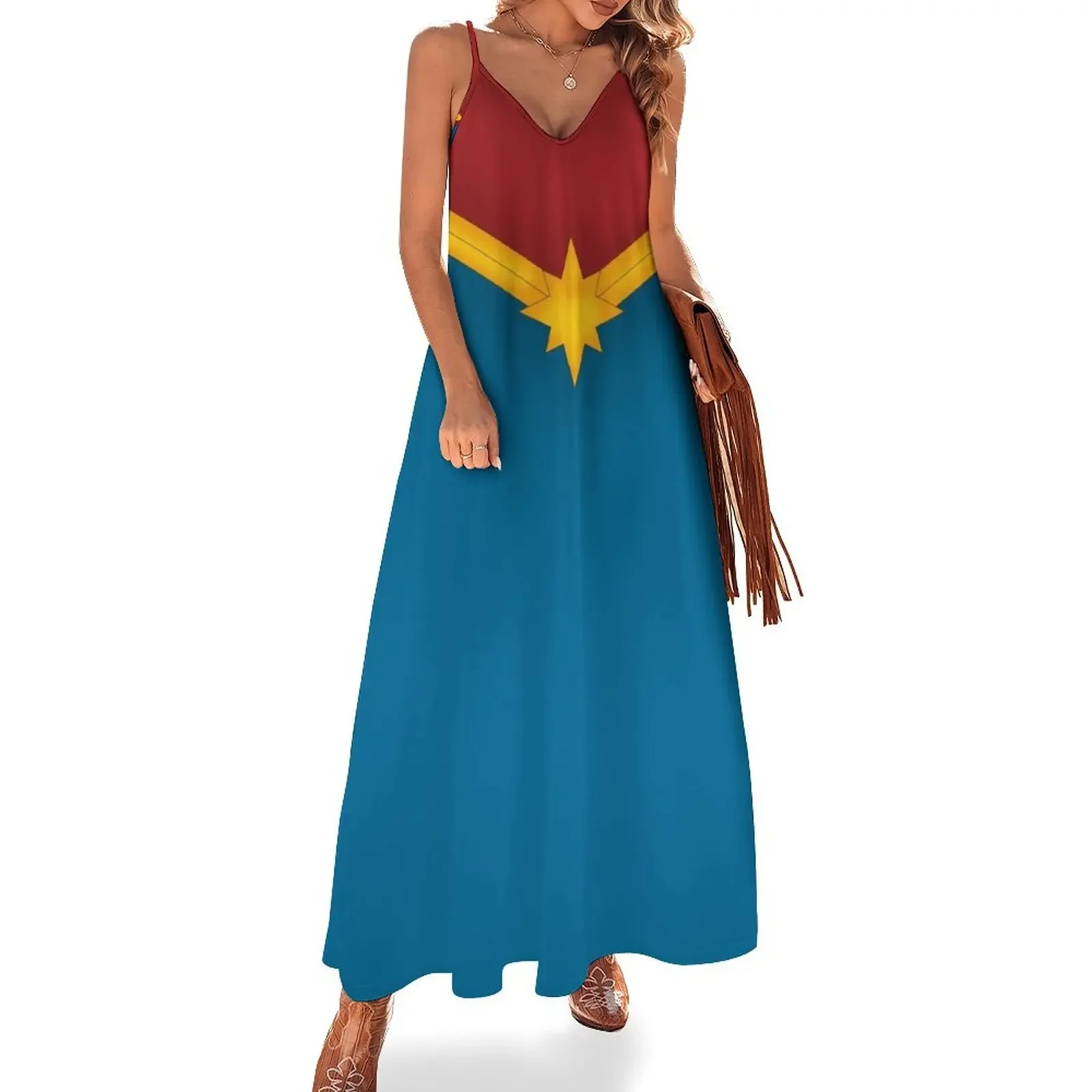 Golden Star with Red and Blue Sleeveless Dress long dress women dresses summer Dress
Golden Star with Red and Blue Sleeveless Dress long dress women dresses summer Dress