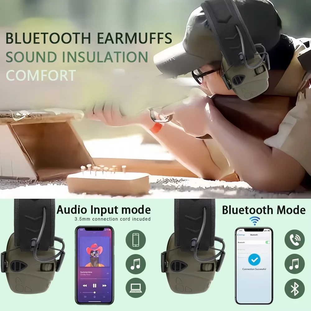 Electronic Bluetooth Earmuffs Shooting for Hearing Protection Ear Protect Noise Reduction Active Hunting Tactical Earmuff
Electronic Bluetooth Earmuffs Shooting for Hearing Protection Ear Protect Noise Reduction Active Hunting Tactical Earmuff
