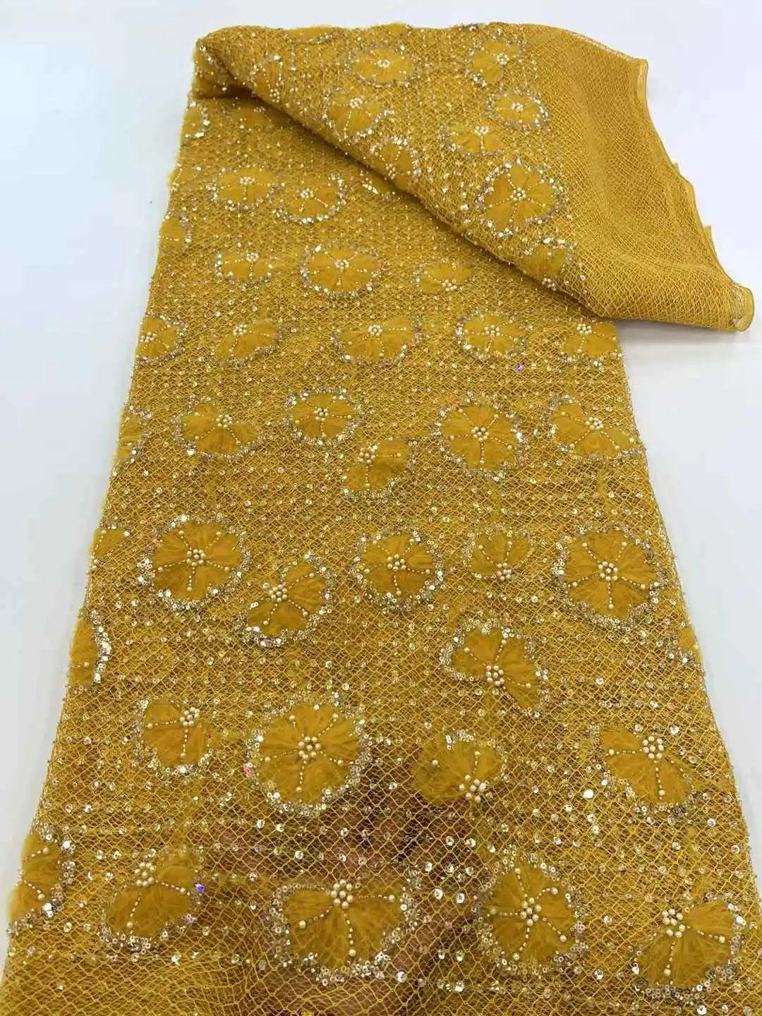 Fashion Tulle Sequins Nigerian Lace Fabric 2025 High Quality Lace African Beaded Lace Fabric French Gold Lace For Women Wedding
Fashion Tulle Sequins Nigerian Lace Fabric 2025 High Quality Lace African Beaded Lace Fabric French Gold Lace For Women Wedding