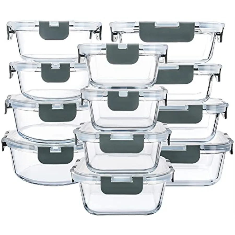 24-Piece Glass Food Storage Containers with Upgraded Snap Locking Lids, Glass Meal Prep Containers Set - Airtight Lunch Contain
24-Piece Glass Food Storage Containers with Upgraded Snap Locking Lids, Glass Meal Prep Containers Set - Airtight Lunch Contain