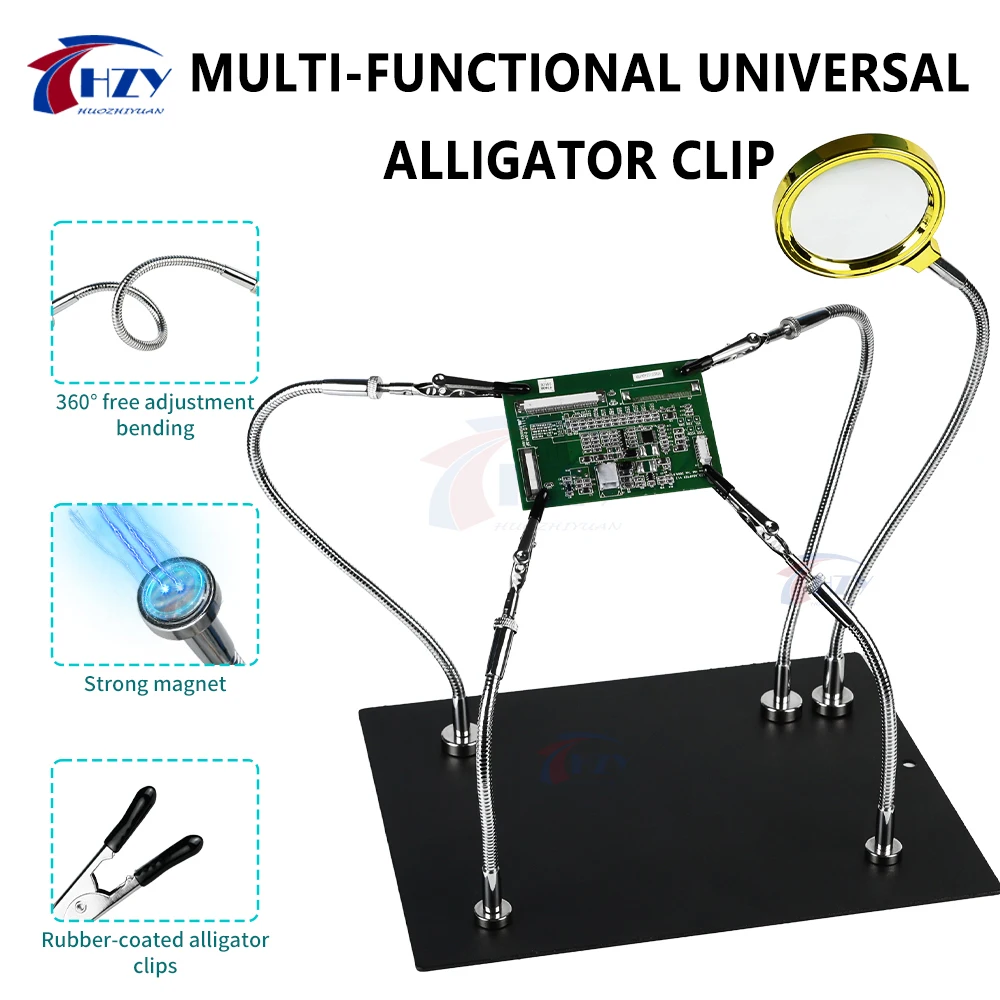 Desktop Clamp Soldering Helper Stand Flexible Metal Arm PCB Circuit Board Holder for Electronics Repair Soldering Work
Desktop Clamp Soldering Helper Stand Flexible Metal Arm PCB Circuit Board Holder for Electronics Repair Soldering Work