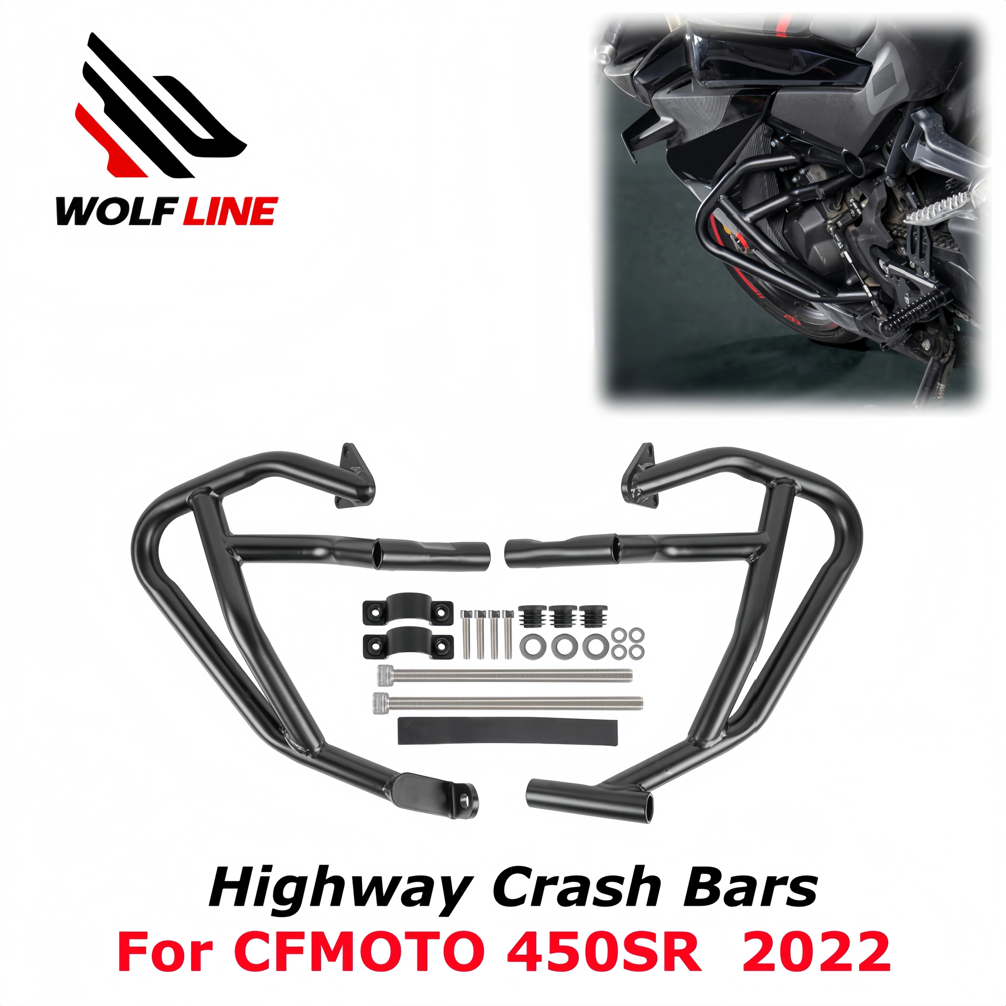 Бампер двигателя WOLFLINE для CFMOTO 450SR, шоссейные карховые планки для CF Moto 450 SR, защита двигателя, защитный бампер 2022
Бампер двигателя WOLFLINE для CFMOTO 450SR, шоссейные карховые планки для CF Moto 450 SR, защита двигателя, защитный бампер 2022