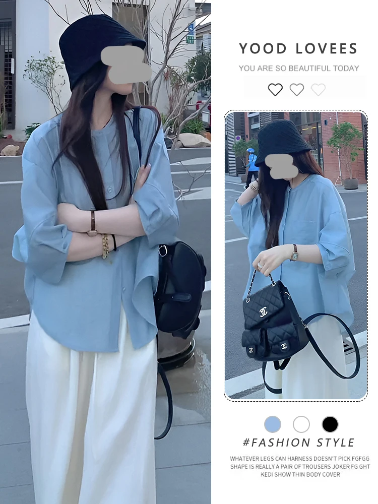 Lightweight Loose Fit Sun Protection Shirt Women's Casual Style Button up Pure Color 3/4 Sleeve Top Elegant Slimming Versatile
Lightweight Loose Fit Sun Protection Shirt Women's Casual Style Button up Pure Color 3/4 Sleeve Top Elegant Slimming Versatile