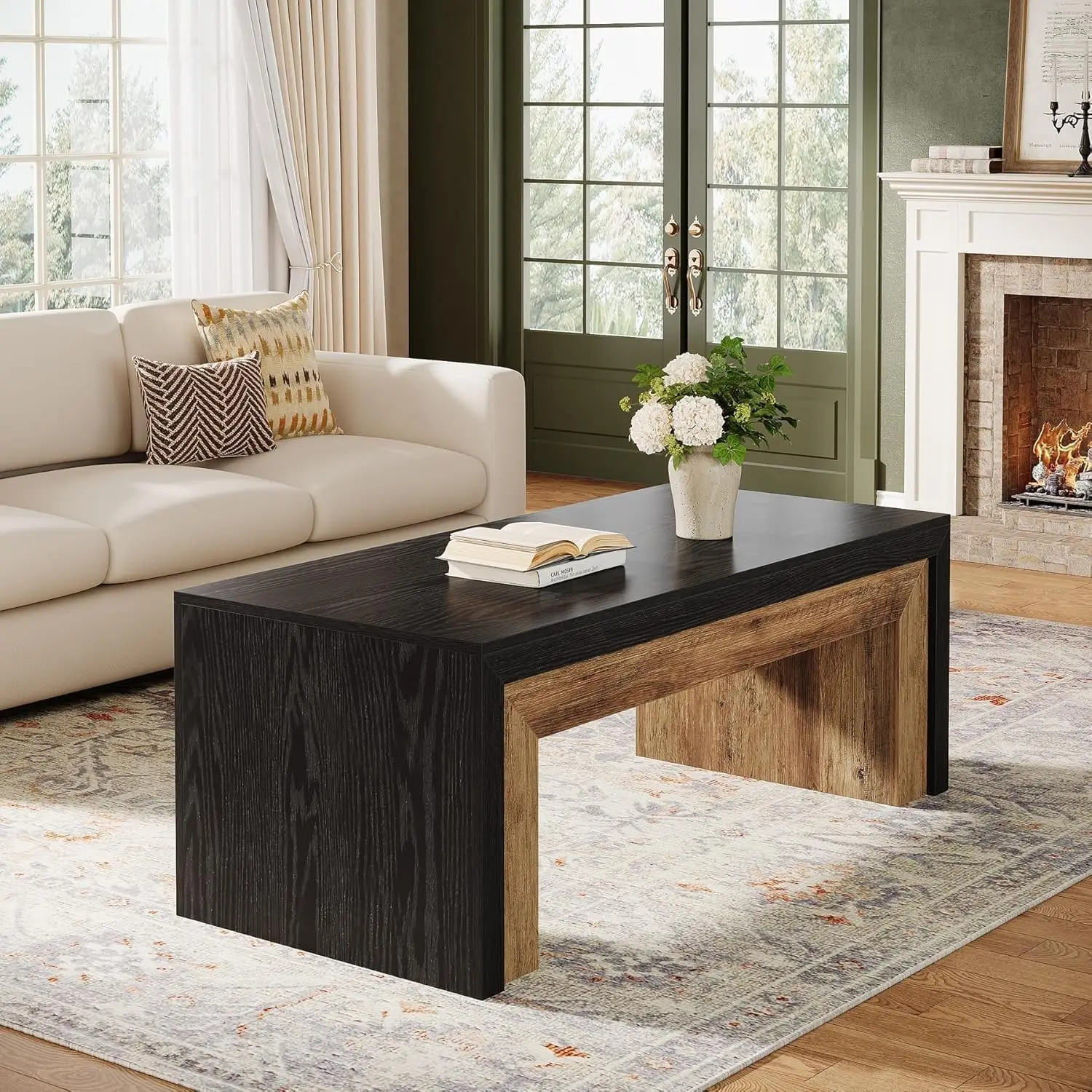 47-Inch Coffee Table for Living Room, Mid-Century Modern Coffee Table with Sturdy Base, Farmhouse
47-Inch Coffee Table for Living Room, Mid-Century Modern Coffee Table with Sturdy Base, Farmhouse
