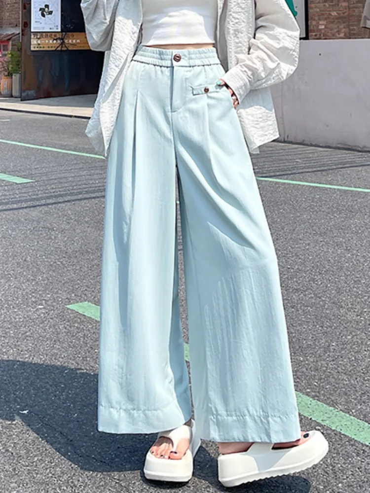 Ladies High Waist Wide Leg Pants Blue Nine Points Ice Silk Qui Dry Summer Casual Trousers Straight Cut Commute Sle
Ladies High Waist Wide Leg Pants Blue Nine Points Ice Silk Qui Dry Summer Casual Trousers Straight Cut Commute Sle