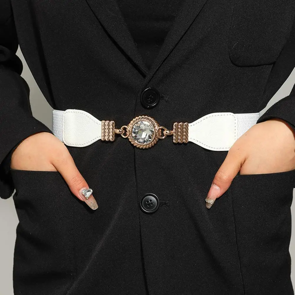 Reusable Trendy Women Inlaid Rhinestone Stretchy Belt Strap Long Lasting Waist Strap Wide Clothes Ornament
Reusable Trendy Women Inlaid Rhinestone Stretchy Belt Strap Long Lasting Waist Strap Wide Clothes Ornament