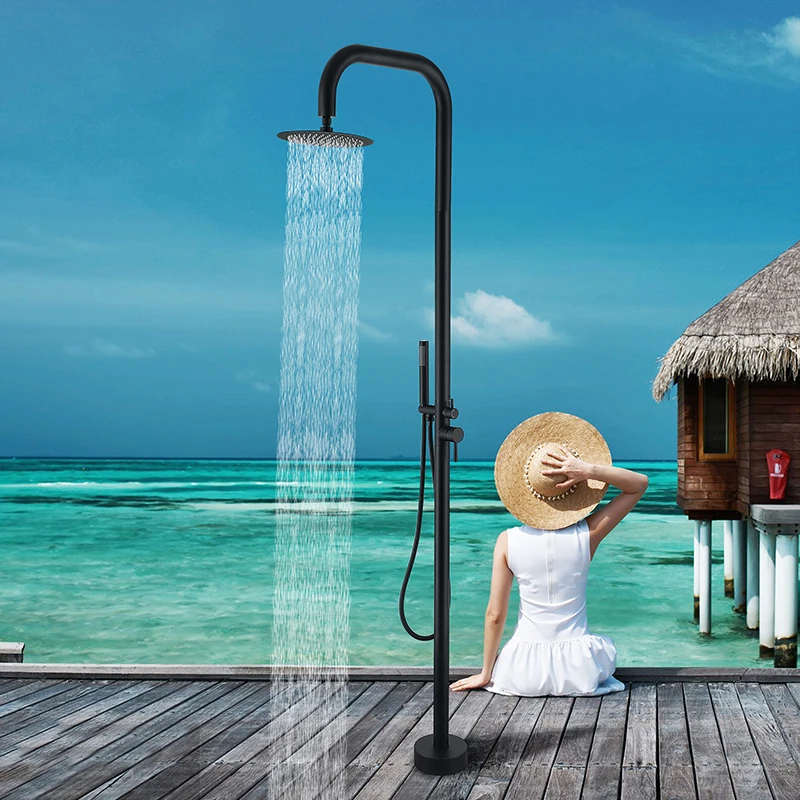 Freestanding Outdoor Shower Stainless Steel Matte Black Shower Column Round Dual Handles Swimming Pool Beach Garden Shower
Freestanding Outdoor Shower Stainless Steel Matte Black Shower Column Round Dual Handles Swimming Pool Beach Garden Shower