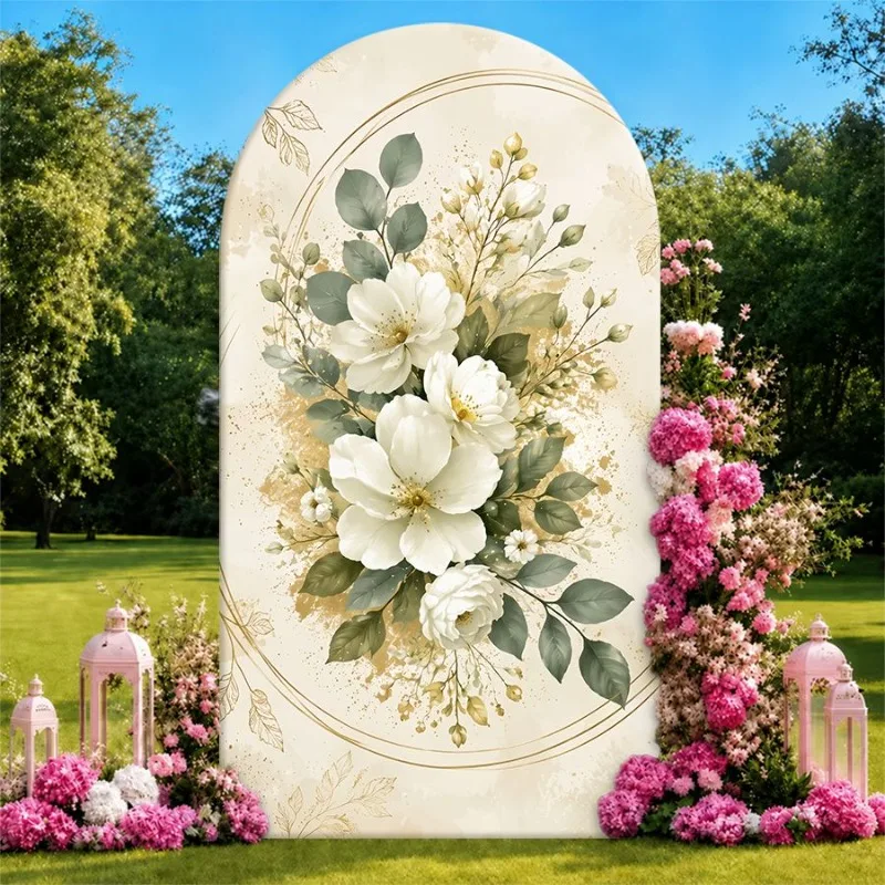 Single Side Arch Backdrop Cover Elegant Floral Arch Background for Wedding or Party Decor with White Roses Green Foliage
Single Side Arch Backdrop Cover Elegant Floral Arch Background for Wedding or Party Decor with White Roses Green Foliage