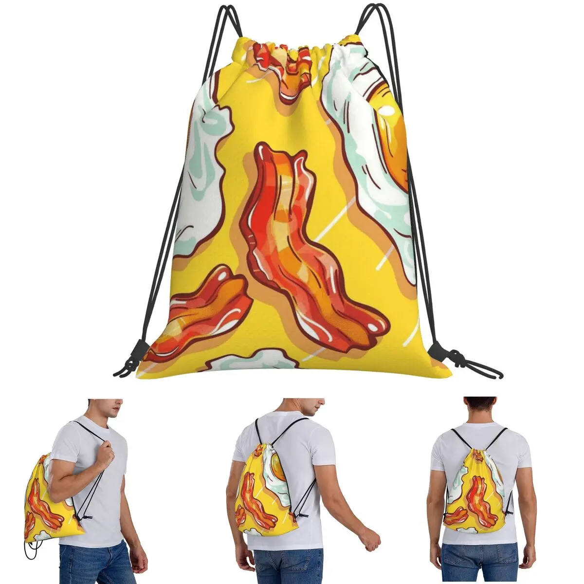 Fried Egg Bacon Gourmet Energy Breakfast Backpacks Fashion Drawstring Bags Sports Bag Book Bags for Man Woman School
Fried Egg Bacon Gourmet Energy Breakfast Backpacks Fashion Drawstring Bags Sports Bag Book Bags for Man Woman School