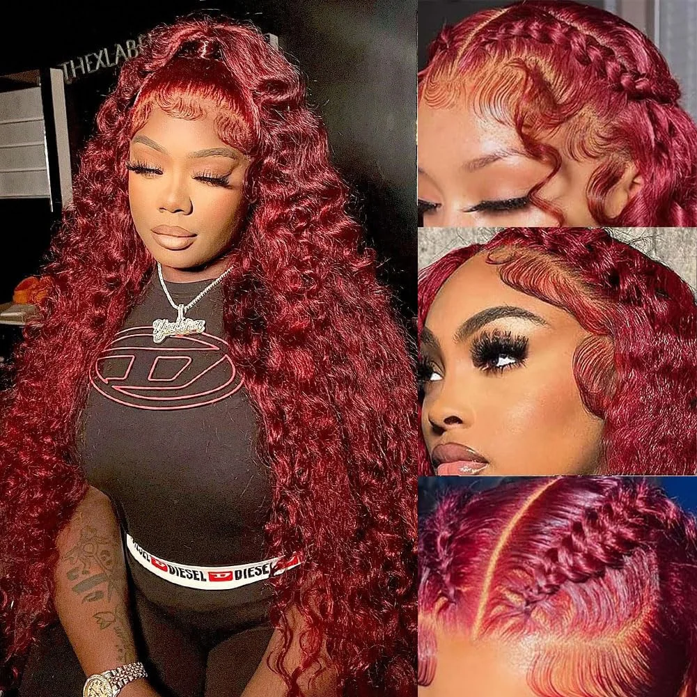 Deep Wave Lace Front Wigs Pre Plucked 220% High Density 13x6 HD Wine Red Colored Curly Lace Frontal Wigs Human Hair Deep Wavy Glueless Wig for Women
Deep Wave Lace Front Wigs Pre Plucked 220% High Density 13x6 HD Wine Red Colored Curly Lace Frontal Wigs Human Hair Deep Wavy Glueless Wig for Women