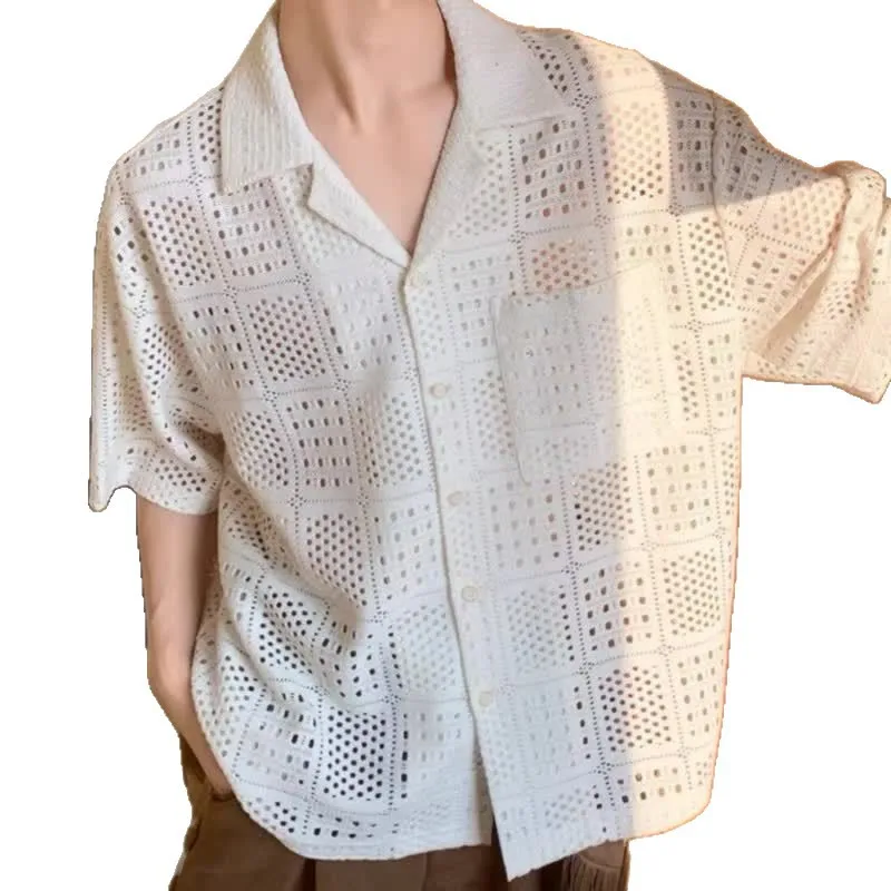 Loose Men's Short Sleeve Shirt Textured Heavyweight White Summer Fashion Polyester Fabric Hong Kong Style Solid Color Casual
Loose Men's Short Sleeve Shirt Textured Heavyweight White Summer Fashion Polyester Fabric Hong Kong Style Solid Color Casual