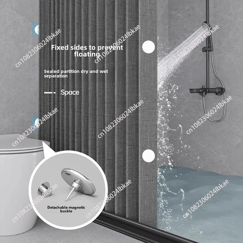 High-end bathroom folding shower curtain without punching invisible tarp toilet partition bath shower dry and wet separation
High-end bathroom folding shower curtain without punching invisible tarp toilet partition bath shower dry and wet separation