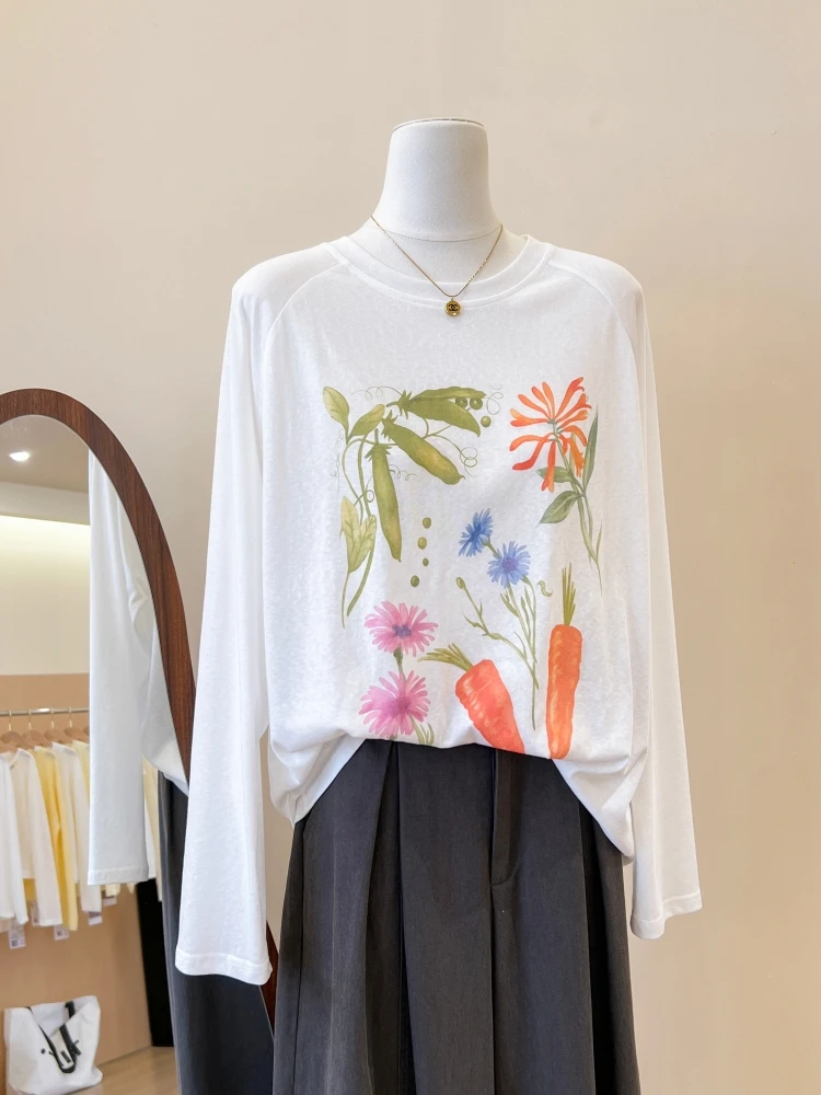 Sweet Style Floral Print Long Sleeve round Neck T-Shirt Women's Summer New Thin Sun Protection Cover up Korean Style
Sweet Style Floral Print Long Sleeve round Neck T-Shirt Women's Summer New Thin Sun Protection Cover up Korean Style