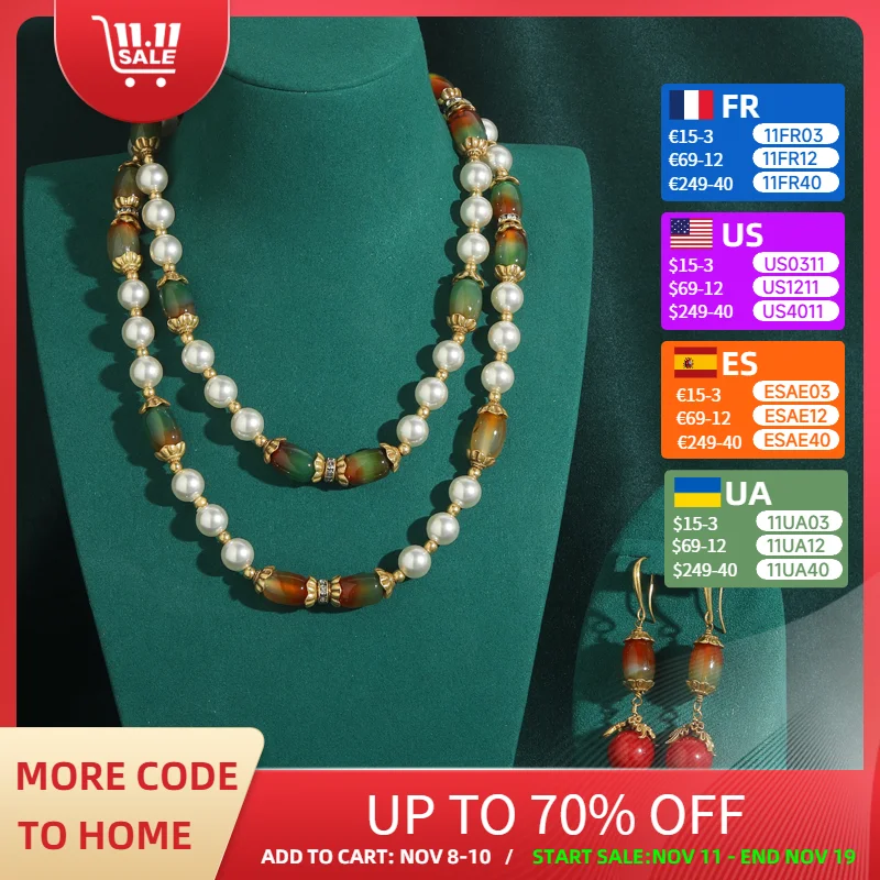 Vintage Freshwater Pearl Necklace Set For Ladies Bridal Red Stone Luxury Dangle Earrings Color Glass Jewellery New In Gift
Vintage Freshwater Pearl Necklace Set For Ladies Bridal Red Stone Luxury Dangle Earrings Color Glass Jewellery New In Gift