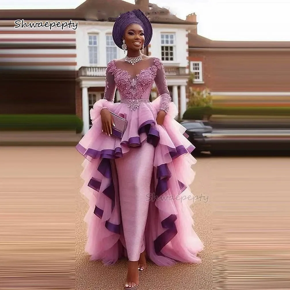 Arabic Aso Ebi Sheath Prom Dress With Peplum Lace Appliques Long Sleeves African Formal Party Gown Evening Outfit Customized
Arabic Aso Ebi Sheath Prom Dress With Peplum Lace Appliques Long Sleeves African Formal Party Gown Evening Outfit Customized