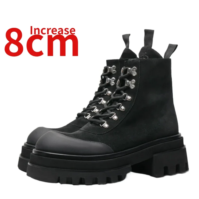 8cm European/American Style Suede Genuine Leather Thick Soled Black Locomotive Boots Motorcycle Boots Shoes for Men's Increased
8cm European/American Style Suede Genuine Leather Thick Soled Black Locomotive Boots Motorcycle Boots Shoes for Men's Increased