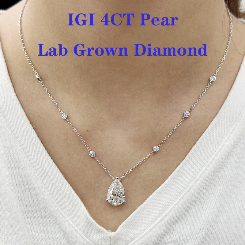 14k white Gold 4ct CVD HPHT Lab Grown Diamond Pear Pendant Necklace 18inch in Solid Gold Wedding Necklace For Woman
14k white Gold 4ct CVD HPHT Lab Grown Diamond Pear Pendant Necklace 18inch in Solid Gold Wedding Necklace For Woman