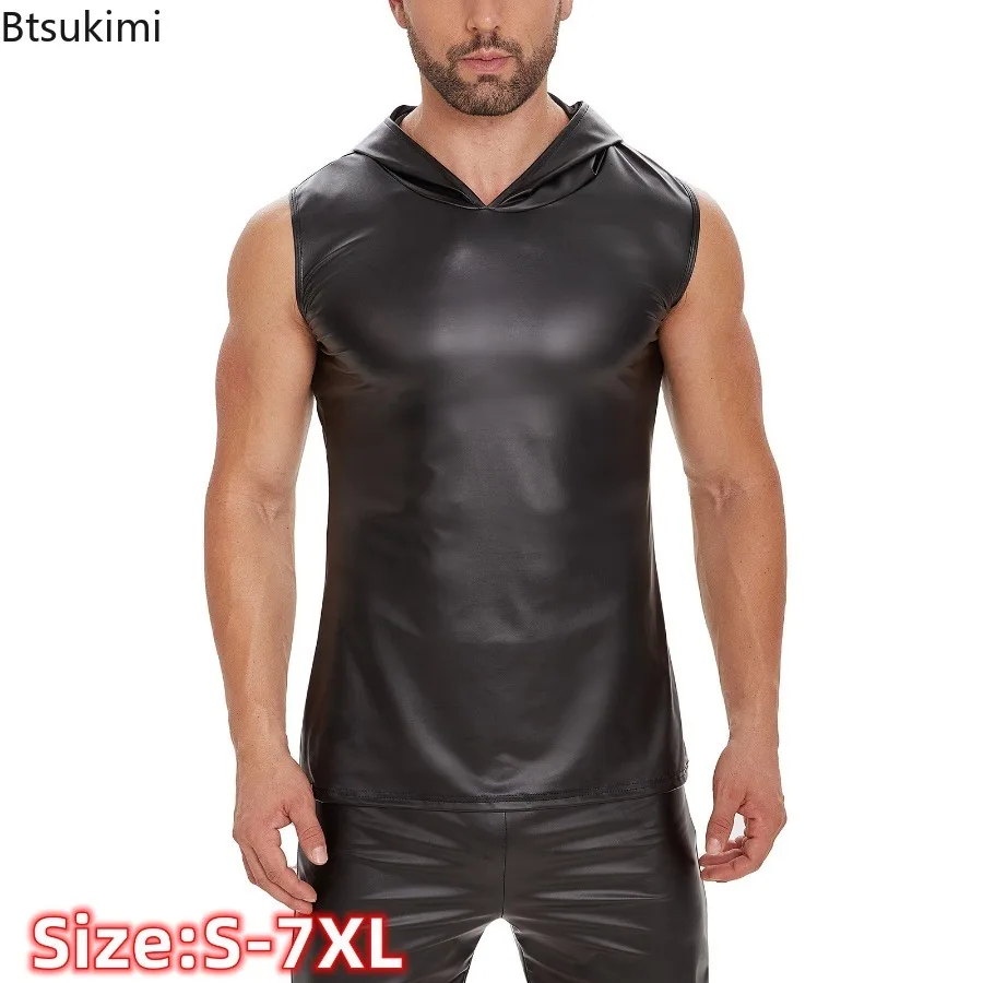 2025 Men's Soft Matte Leather Hoodies Sleeveless Shiny Leather V-neck Tank Tops Male Elastic Casual Pullover Streetwear Tees New
2025 Men's Soft Matte Leather Hoodies Sleeveless Shiny Leather V-neck Tank Tops Male Elastic Casual Pullover Streetwear Tees New