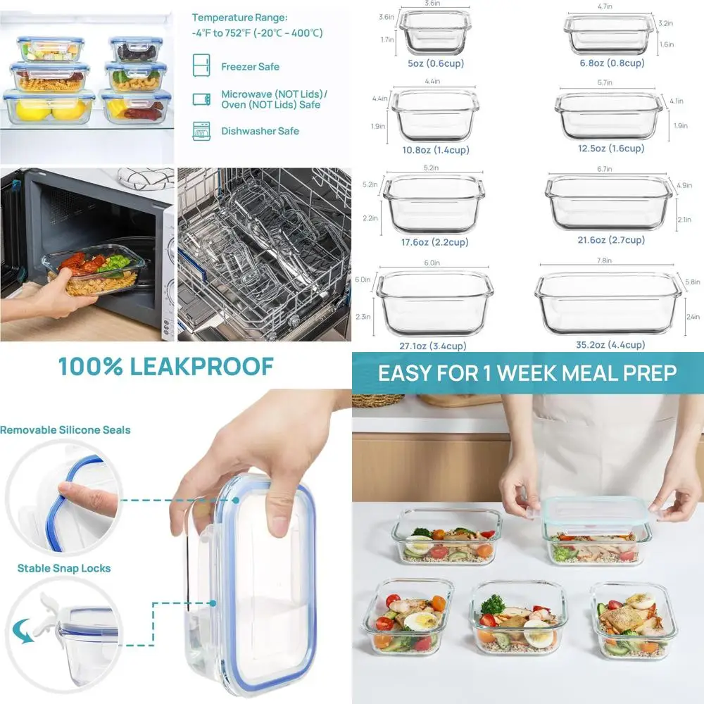Airtight Glass Food Storage Set, 8-Piece, Meal Prep Containers for Microwave, Oven, Freezer, Dishwasher, BPA-Free
Airtight Glass Food Storage Set, 8-Piece, Meal Prep Containers for Microwave, Oven, Freezer, Dishwasher, BPA-Free
