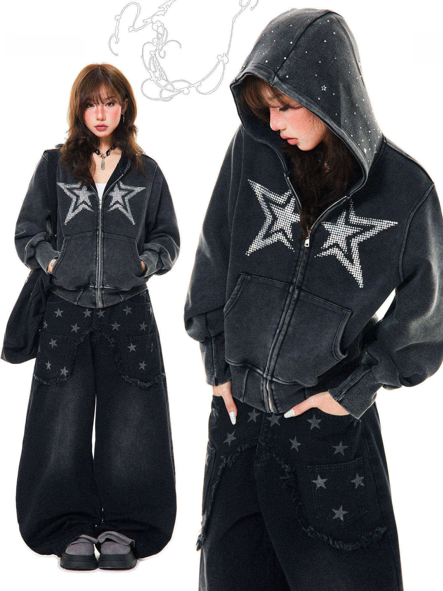 Young Stage American Style Hooded Sweatshirt Jacket Women's Washed out Short Top Spring Fashionable Cotton Polyester Blend
Young Stage American Style Hooded Sweatshirt Jacket Women's Washed out Short Top Spring Fashionable Cotton Polyester Blend