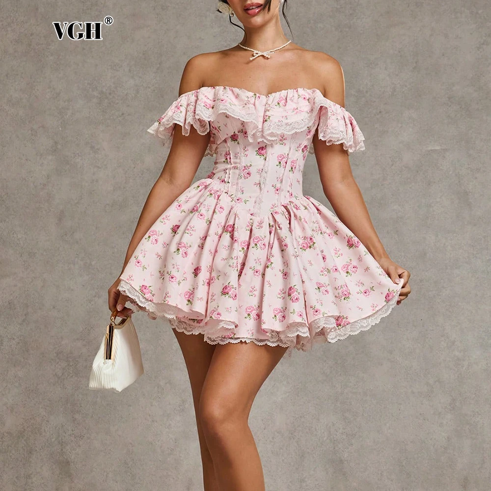 VGH Hotsweet Floral Printing Dress for Women Off The Shoulder Short Sleeve High Waist Patchwork Lace Party Short Dresses Female
VGH Hotsweet Floral Printing Dress for Women Off The Shoulder Short Sleeve High Waist Patchwork Lace Party Short Dresses Female