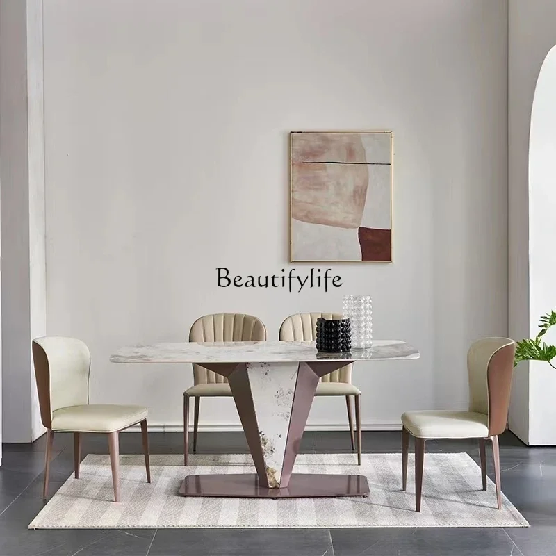 FG40Italian rock slab dining table household rectangular one table and four chairs combination
FG40Italian rock slab dining table household rectangular one table and four chairs combination