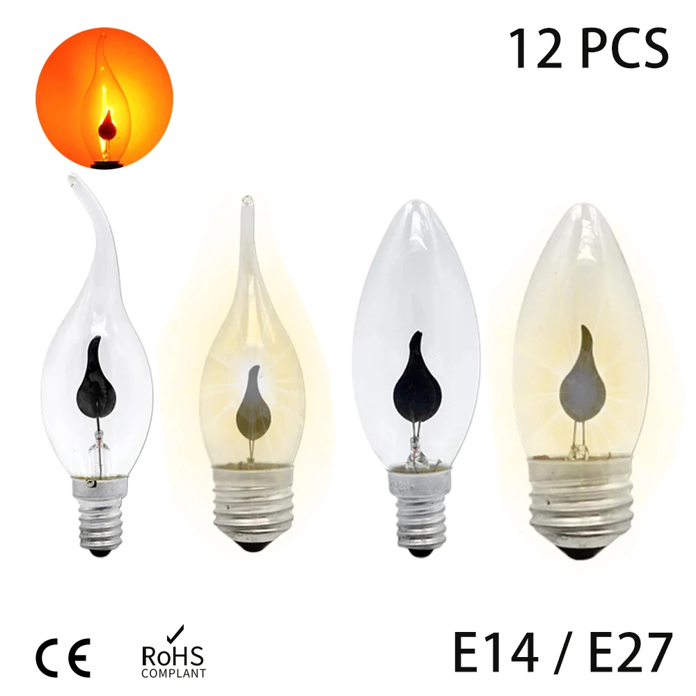 12PCS LED Bulb Edison Flicker Flame Vintage Lamp E14 E27 LED Candle Light Bulb AC220V LED Lamp For Home Decor Night Light
12PCS LED Bulb Edison Flicker Flame Vintage Lamp E14 E27 LED Candle Light Bulb AC220V LED Lamp For Home Decor Night Light