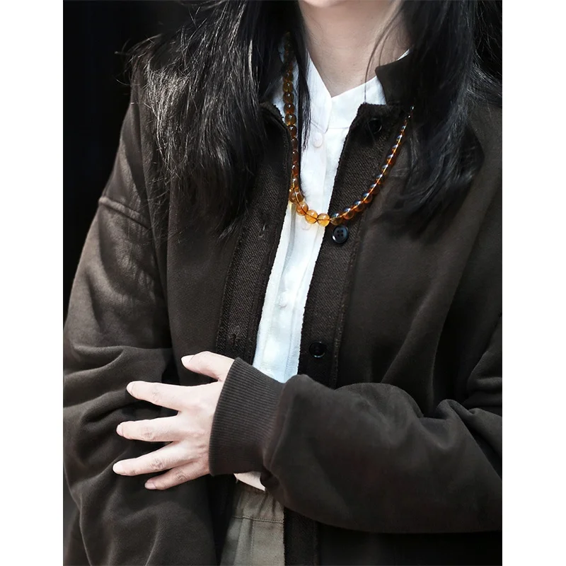 Warm Cotton Knitted Outerwear Loose oulder Design Sense Outerwear Tea Chestnut Original Design Women's ort Coat
Warm Cotton Knitted Outerwear Loose oulder Design Sense Outerwear Tea Chestnut Original Design Women's ort Coat