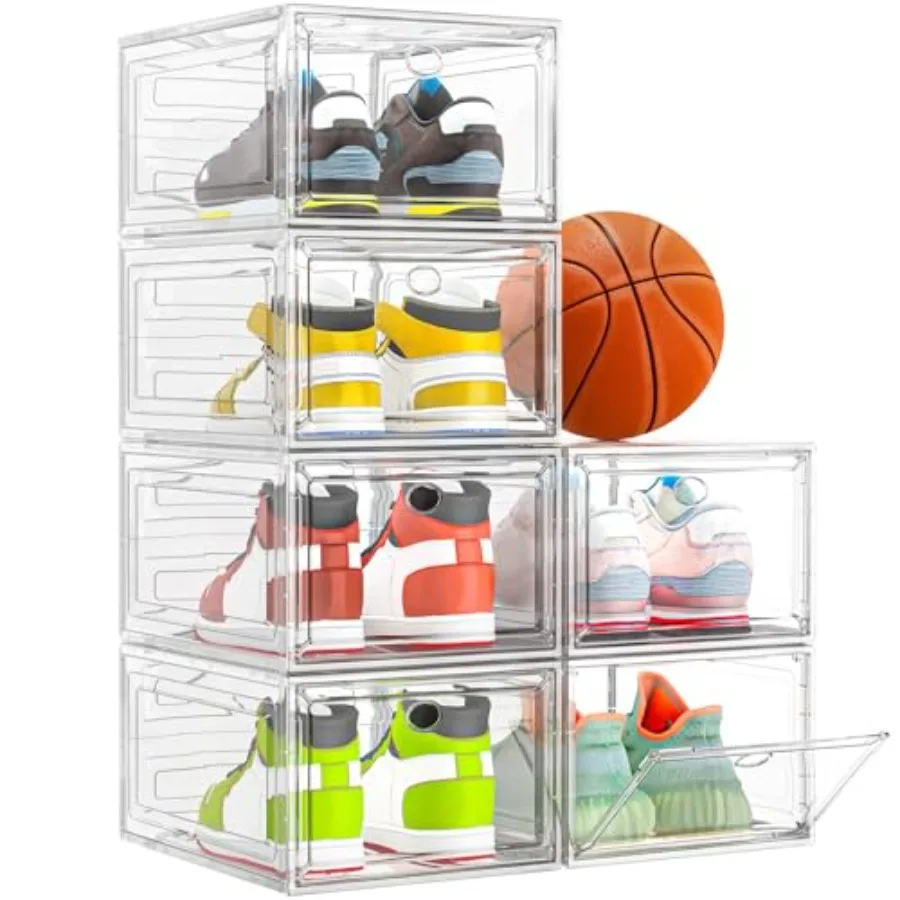 Thickened Clear Shoe Storage Organizer with Magnetic Door, Sturdy Stackable Shoe Boxes for Closet, Collapsible Space-Saving Sho
Thickened Clear Shoe Storage Organizer with Magnetic Door, Sturdy Stackable Shoe Boxes for Closet, Collapsible Space-Saving Sho