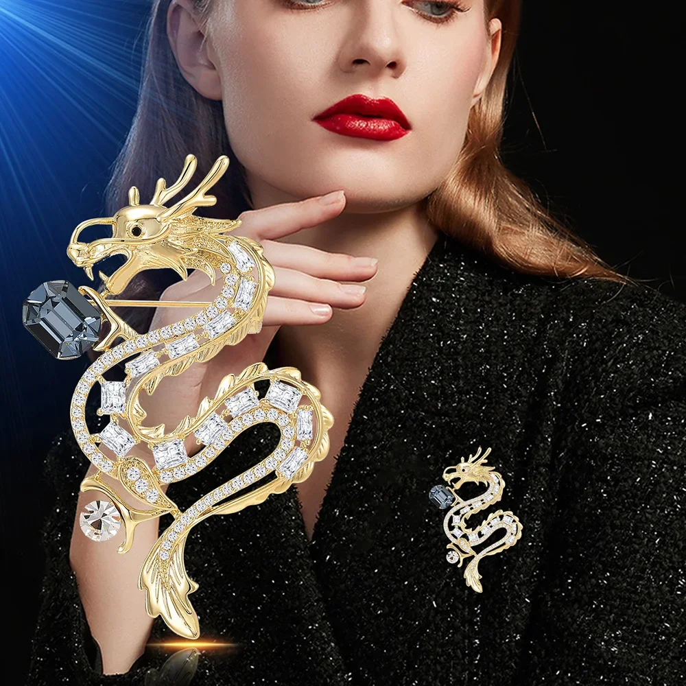 Gold Color Dragon Brooches for Women crystal Zircon Inlaid Exquisite High Quality Jewelry Accessories Copper Pins gift wholesale
Gold Color Dragon Brooches for Women crystal Zircon Inlaid Exquisite High Quality Jewelry Accessories Copper Pins gift wholesale