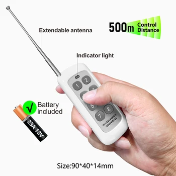 Universal-Funk fernbedienung schalter HF 433MHz 8-Kanal-Gleichstrom 12V 10A Relais empfänger, 500m Sender für Garagentor-Motor lampe