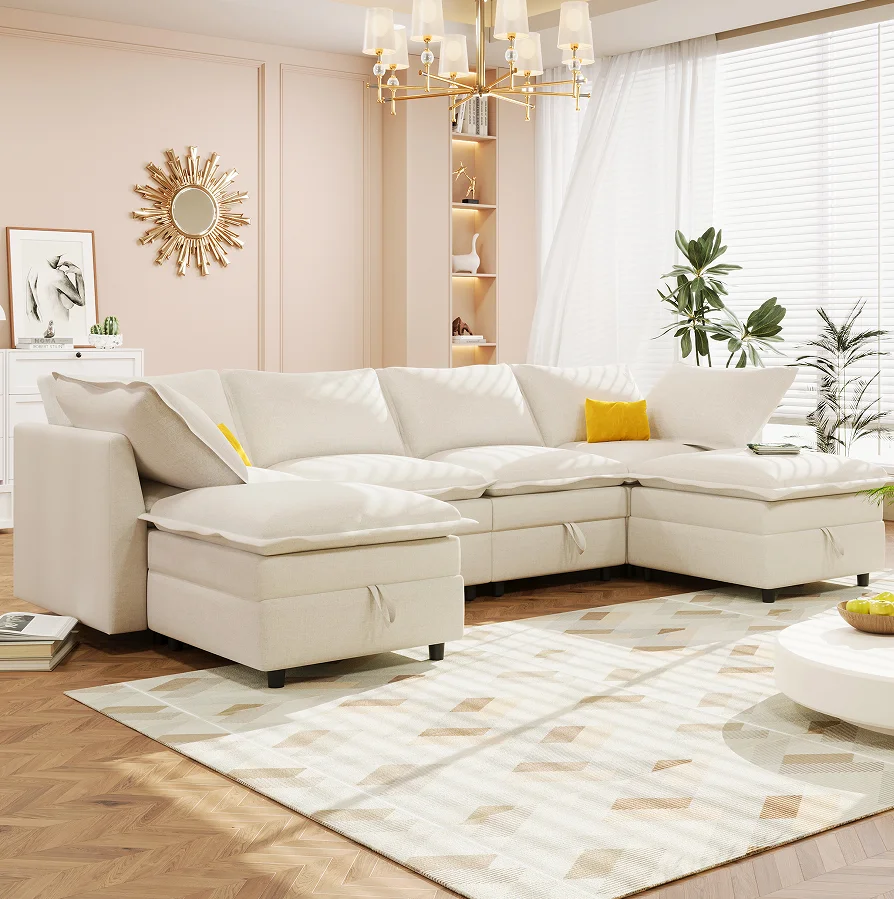 #Mirod Versatile 6-Piece Modular Sofa Bed With Storage,Stylish Faux Double-Layer Cushions,Comfortable & Durable Design
#Mirod Versatile 6-Piece Modular Sofa Bed With Storage,Stylish Faux Double-Layer Cushions,Comfortable & Durable Design
