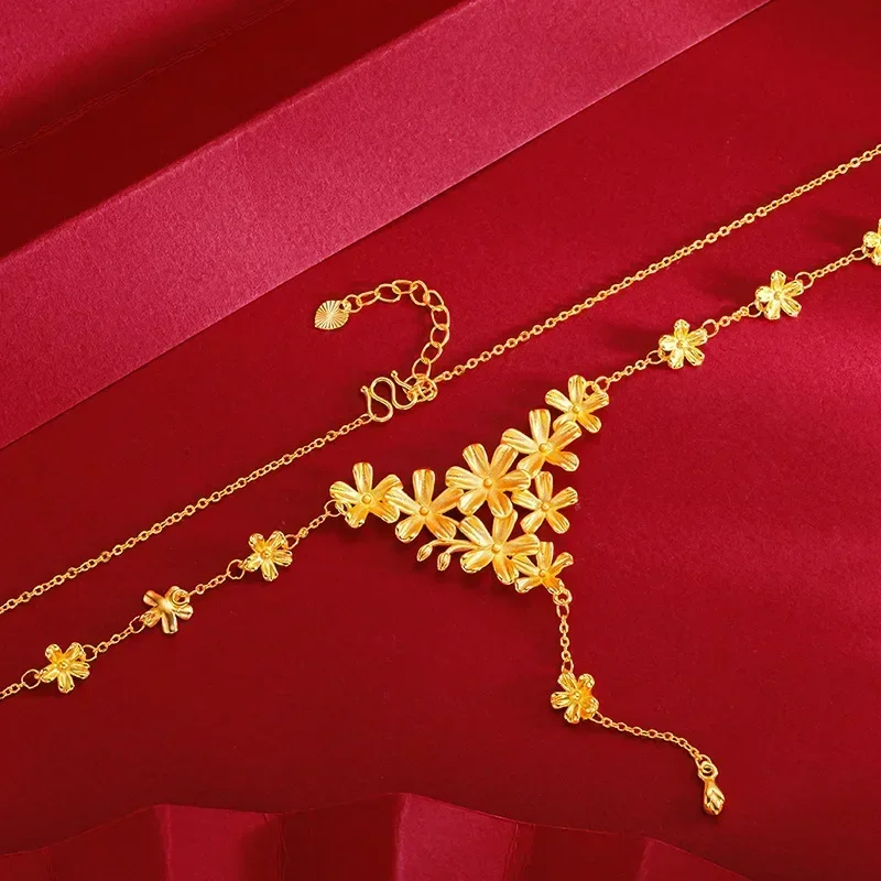 9999 Real Gold 24K Wedding Dress Fashion Flowering Brocade Tassel Flower Gold Clavicle Necklace Ancient Gold Flower Necklace
9999 Real Gold 24K Wedding Dress Fashion Flowering Brocade Tassel Flower Gold Clavicle Necklace Ancient Gold Flower Necklace