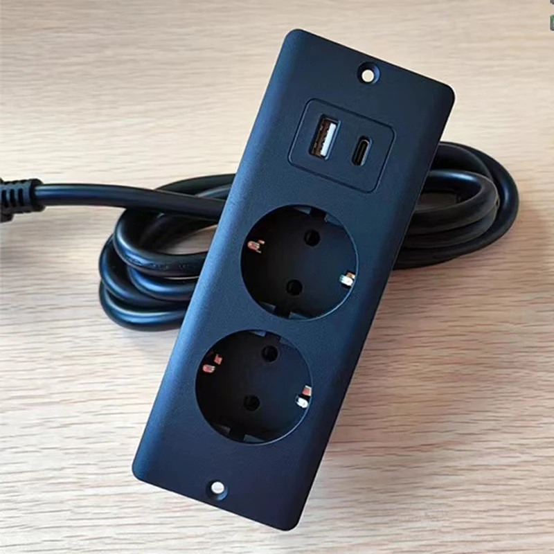 EU KR Table Recessed Sockets 2 Outlets with USB type c 5V 2.1A AC110 220 V Desk Home Office Hidden Power Electric Black Socket
EU KR Table Recessed Sockets 2 Outlets with USB type c 5V 2.1A AC110 220 V Desk Home Office Hidden Power Electric Black Socket