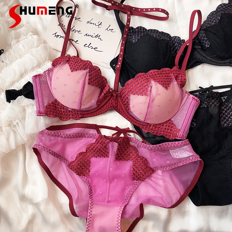 Soft Underwire Push Up Bra Set Female French Style Pure Desire Romantic Lingerie Women Embroidery Halter Thin Brief Suits
Soft Underwire Push Up Bra Set Female French Style Pure Desire Romantic Lingerie Women Embroidery Halter Thin Brief Suits